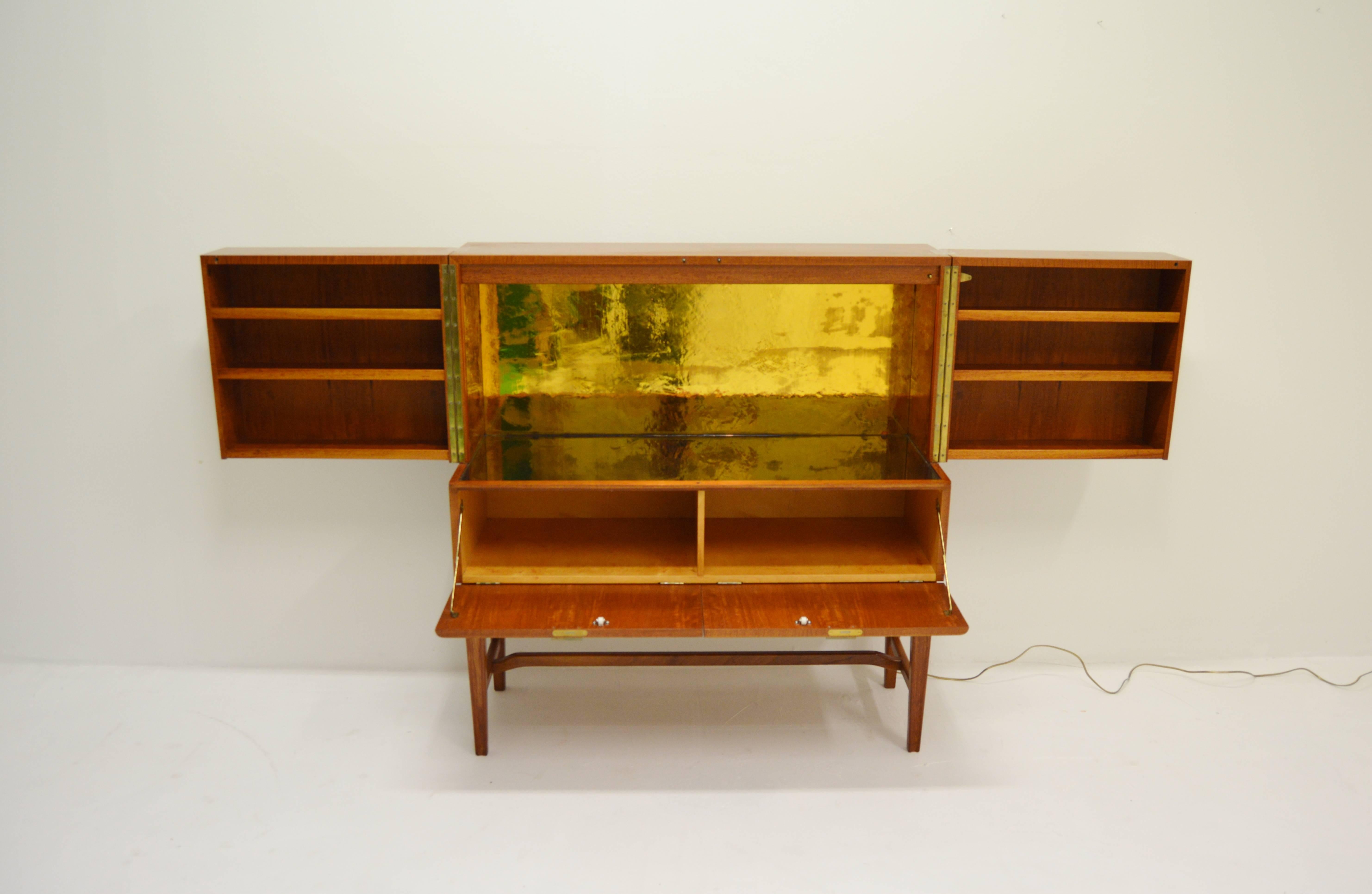 NK Bar Cabinet with Golden Mirror Inside, circa 1950s For Sale 8
