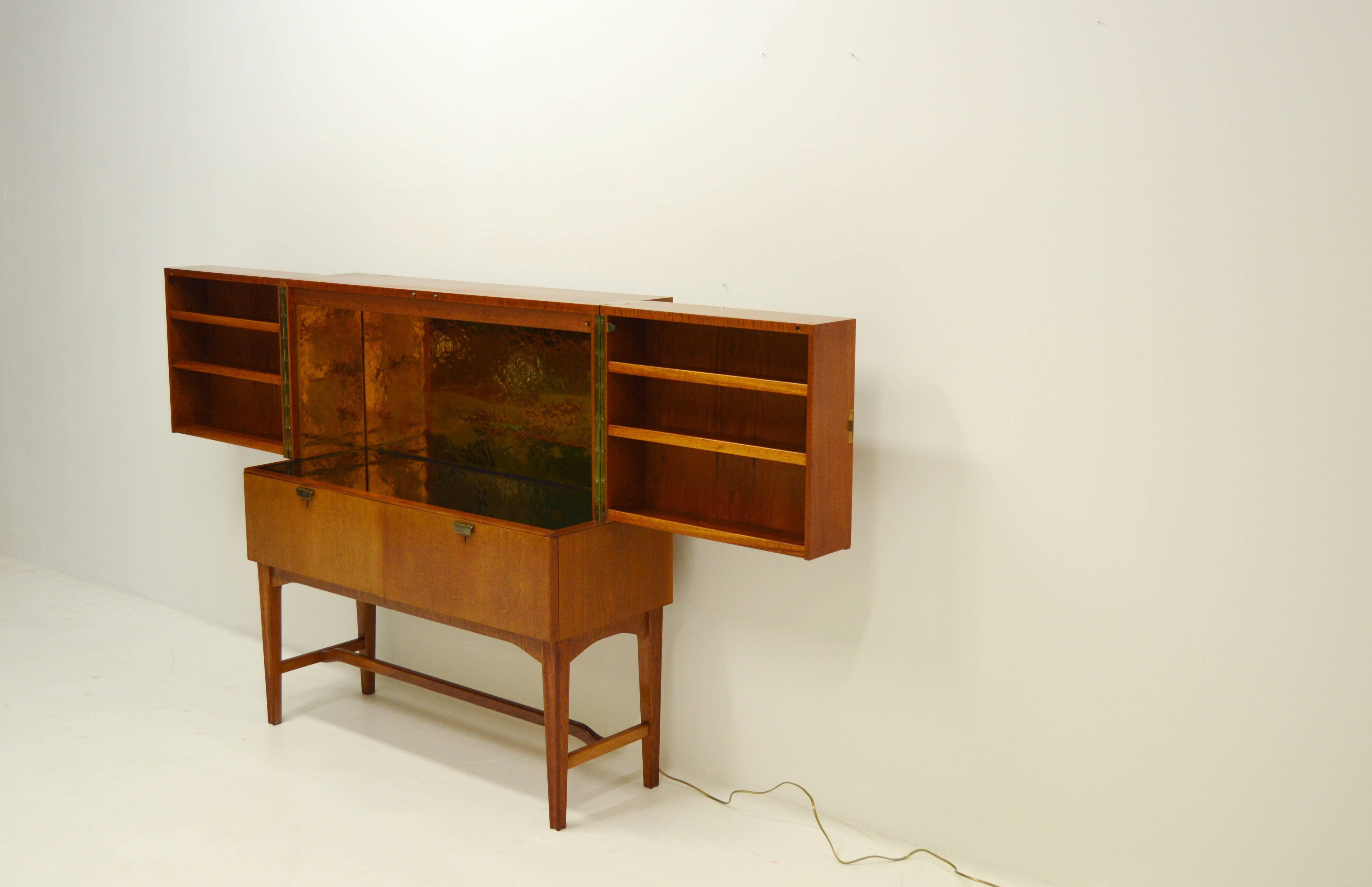 NK Bar Cabinet with Golden Mirror Inside, circa 1950s For Sale 2