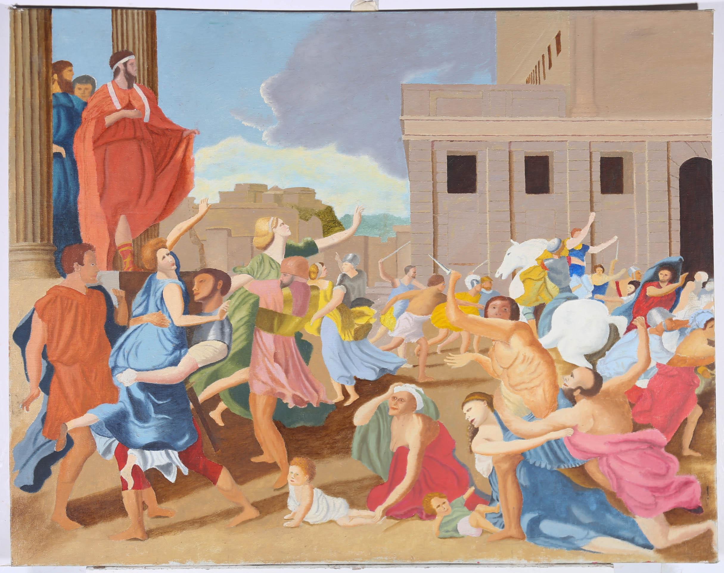 N.K. Giorno - Olio del XX secolo, La conquista delle Sabine - Painting di N.K. Day