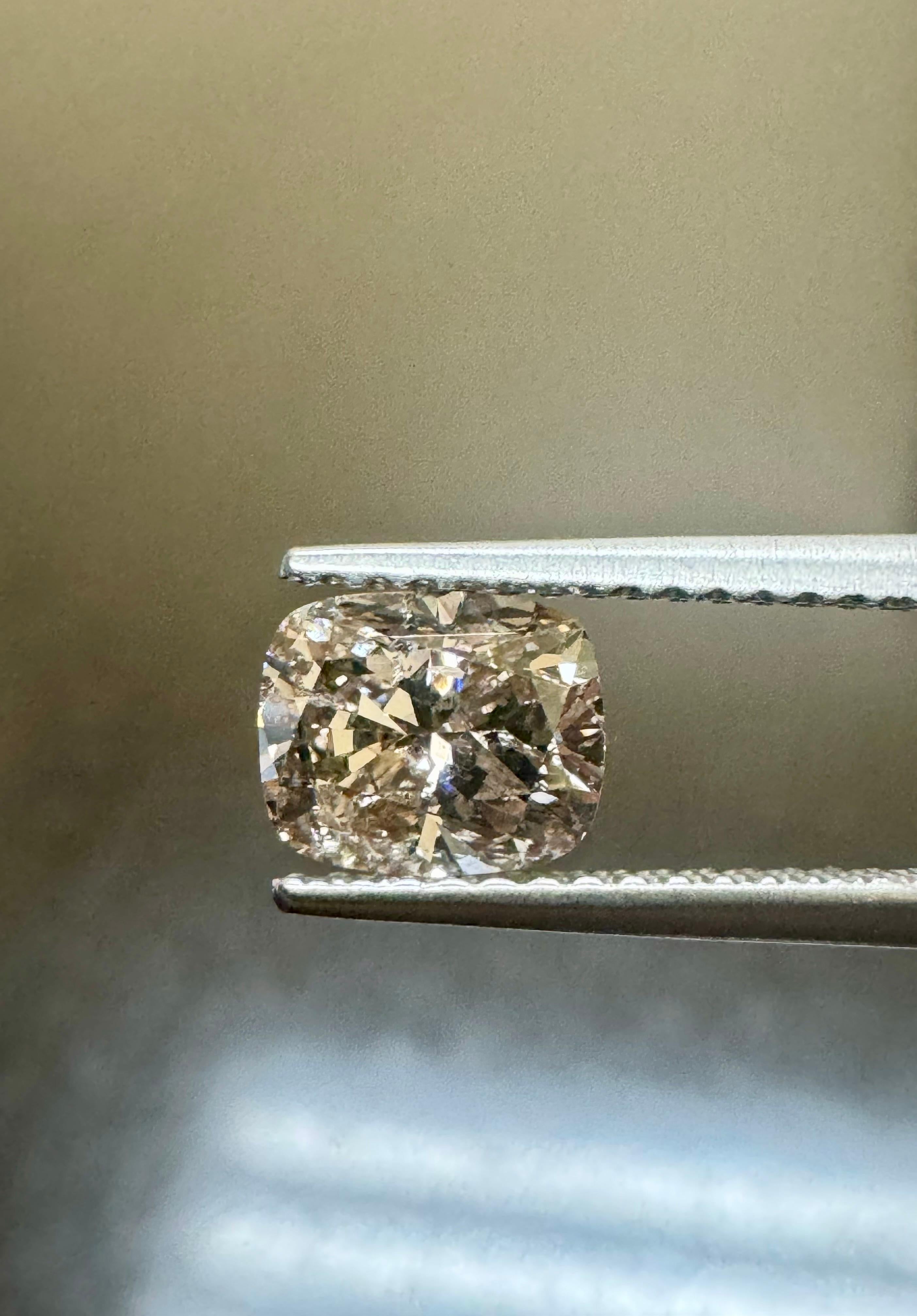 Diamante talla cojín marrón rosado fantasía de 1,06 quilates certificado por el GIA en Nuevo Estado en Los Angeles, CA