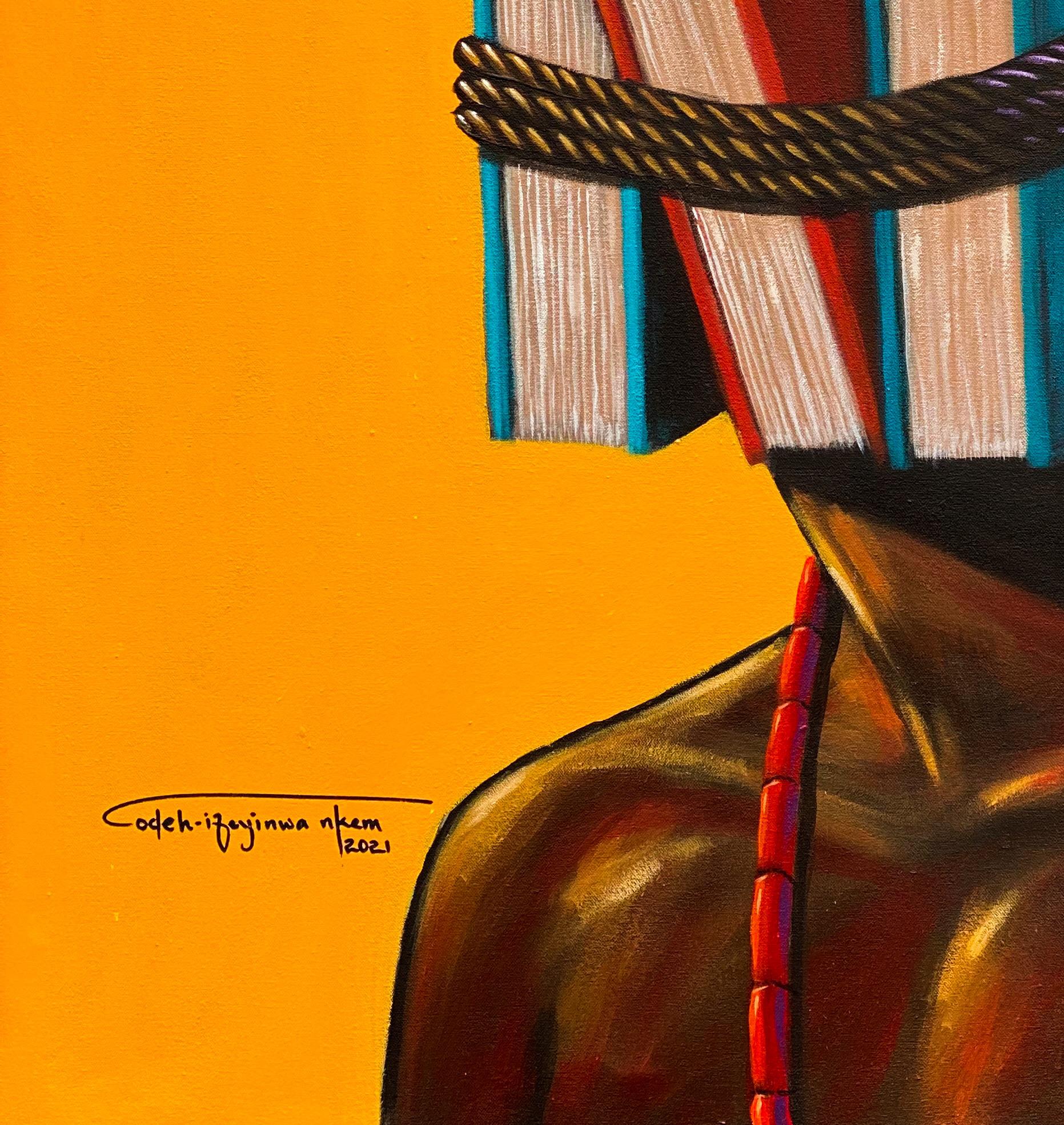 Depositario VI - Figurative Painting Naranja de Nkem Odeh Ifeyinwa