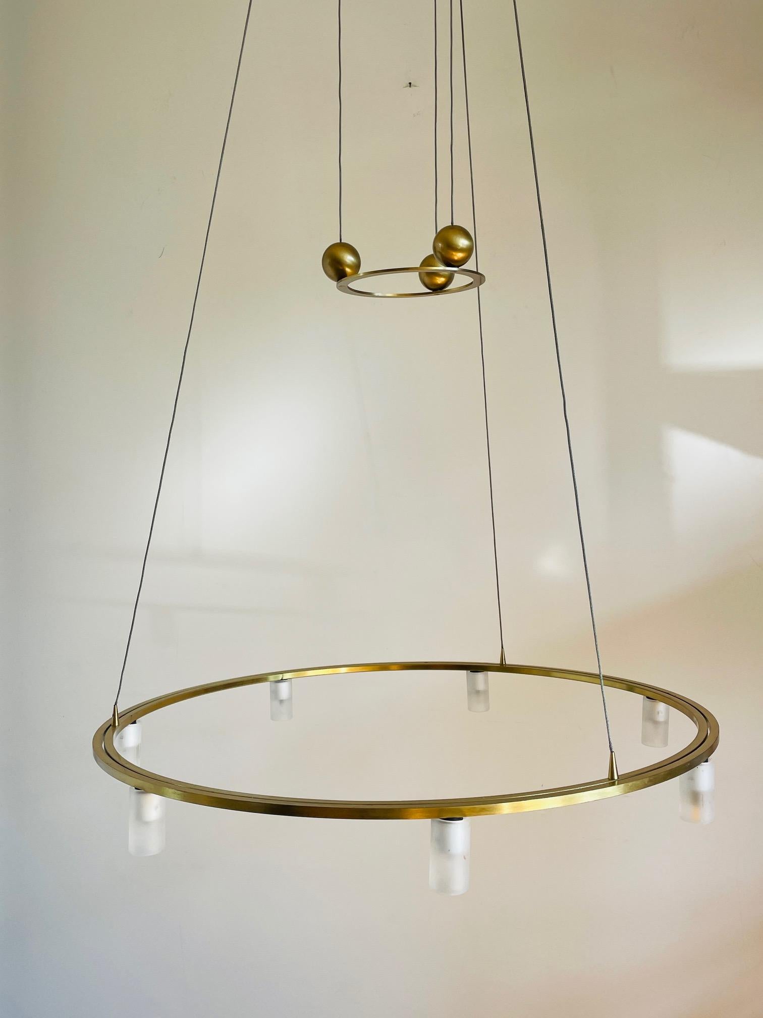 Nlicht Lamp, Adjustable Chandelier by N Licht Germany, Brass Pendant Unique Lamp In Good Condition For Sale In ROTTERDAM, ZH