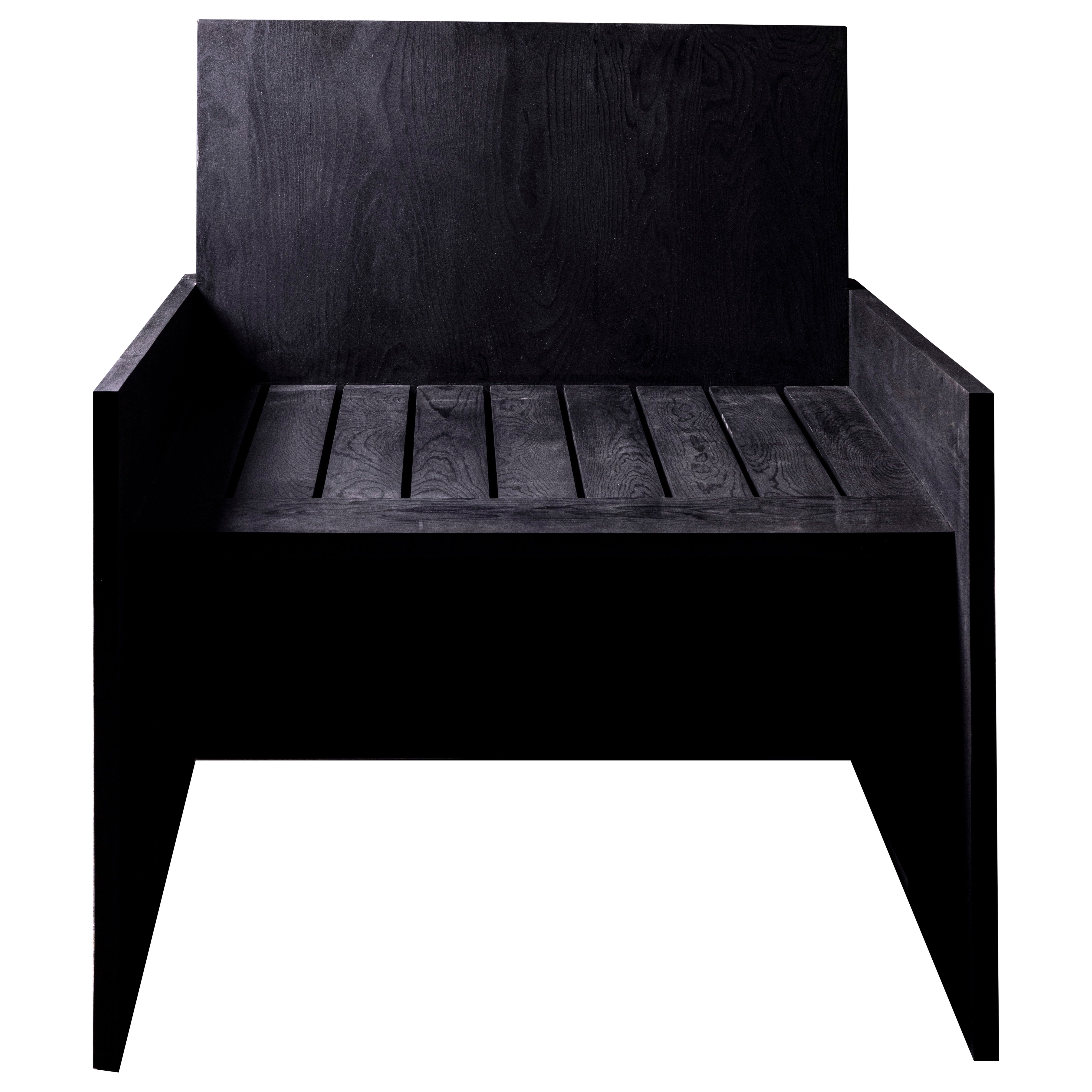 Chaise longue NM en pin noir massif par No Age Studio