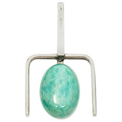 N.M. Thune Norway 830 Silver Amazonite Modernist Pendant