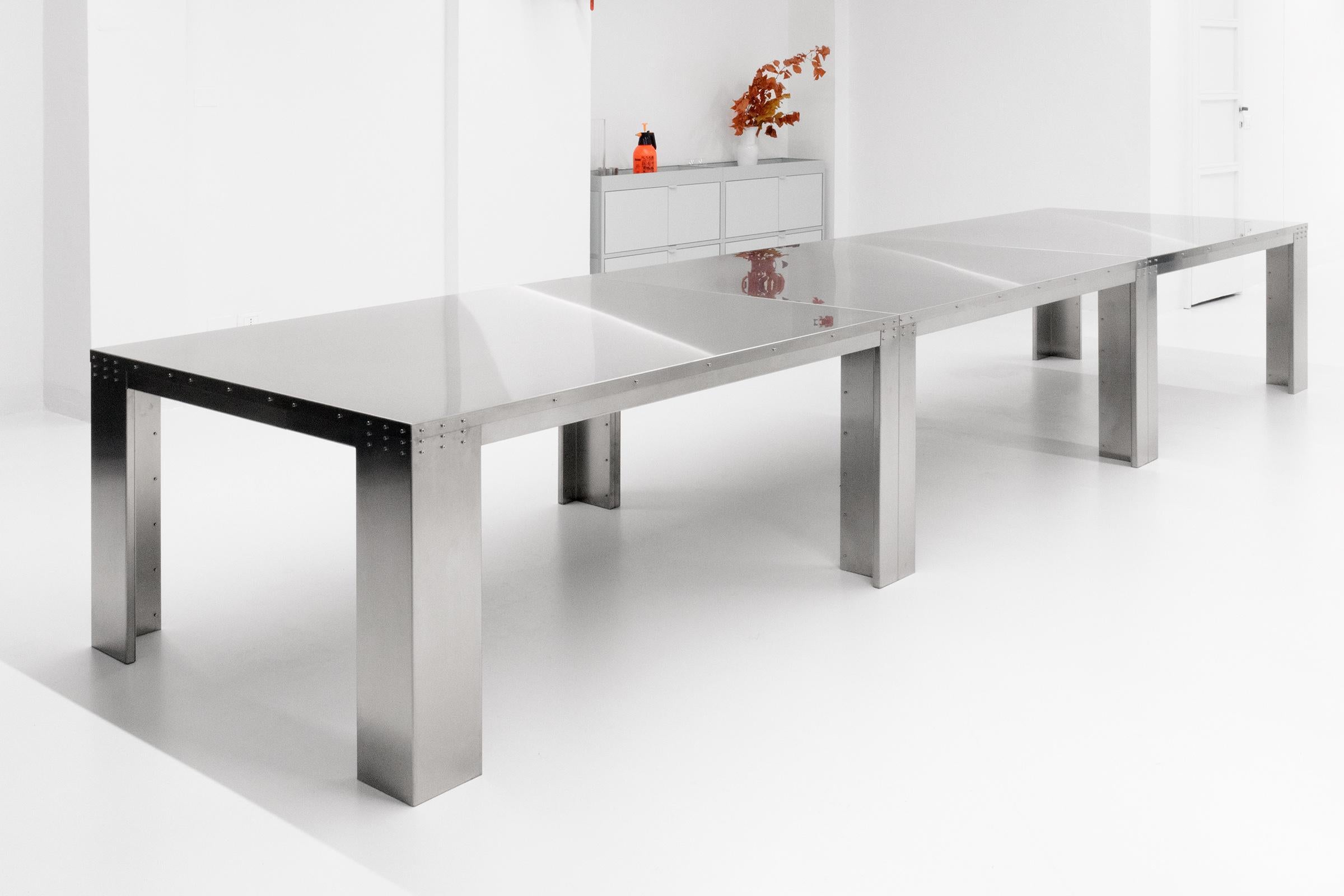 Italian NMBC dining and work stainless steel table For Sale