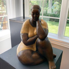 Sculpture en bronze « Contemplation » avec patine et laque