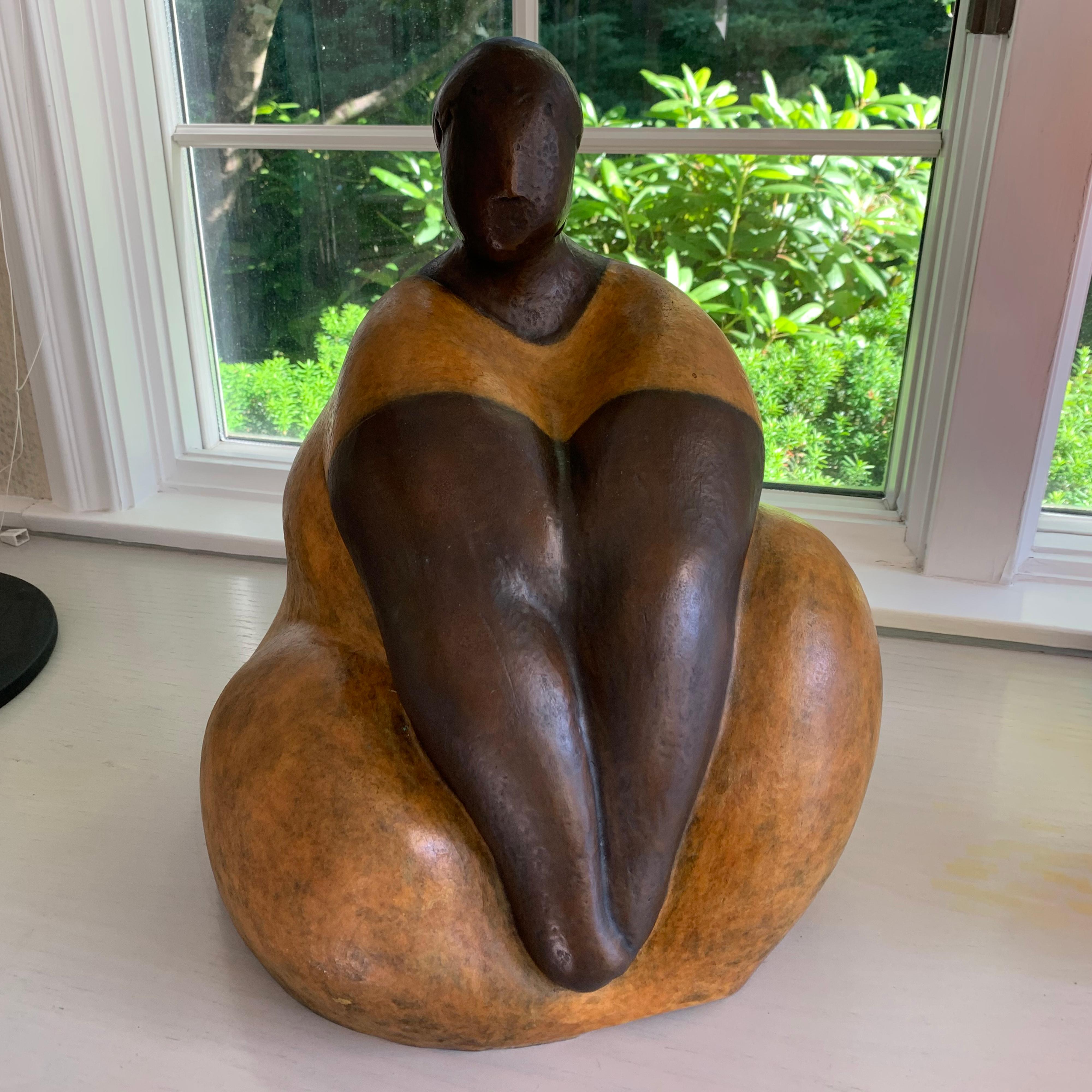 Nnamdi Okonkwo Figurative Sculpture - "Tranquility" by Nnamdi Okonwko Bronze Sculpture of Woman