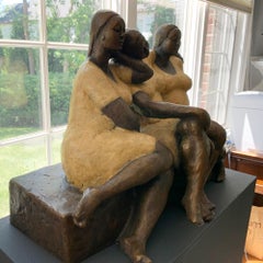 "Friends" Cast Bronze Sculpture with Patina and Lacquer Finish