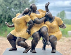 Escultura de bronce fundido "Alegría" con acabado de pátina y laca