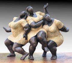 Escultura de bronce fundido "Alegría" con acabado de pátina y laca