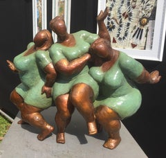 "Alegría en Verde" Escultura de Bronce Fundido con Acabado Patinado y Lacado