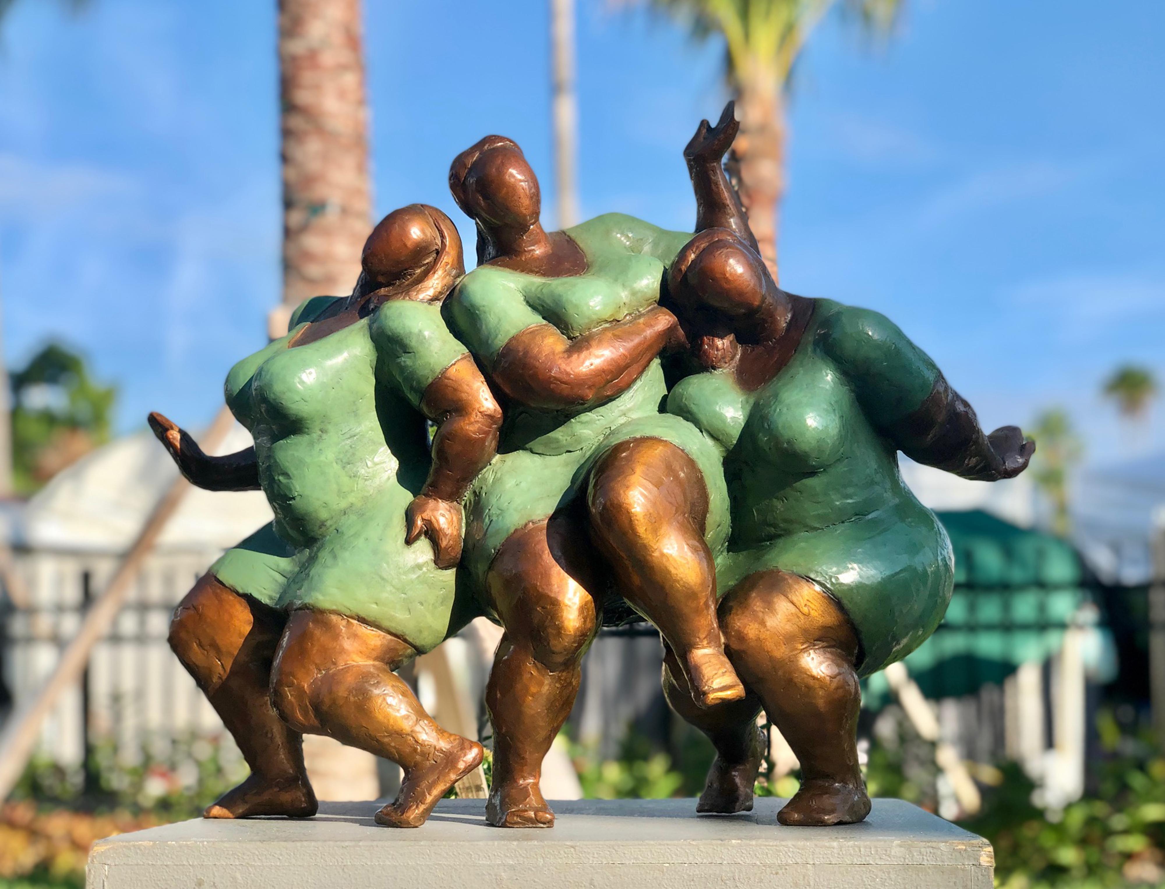 "Joy in Green" Cast Bronze Sculpture with Patina and Lacquer Finish