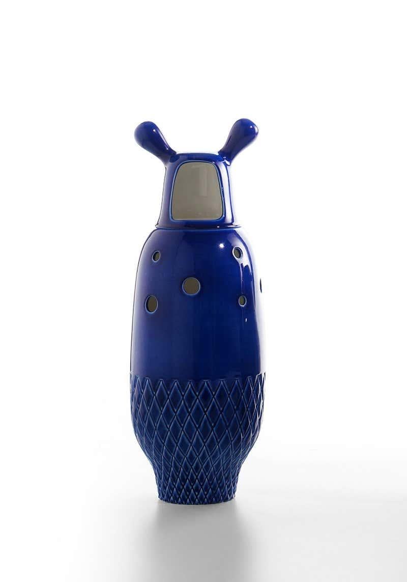 Nº 1 Zeitgenössische Vase aus glasierter Keramik Schwarz Showtime Kollektion (21. Jahrhundert und zeitgenössisch) im Angebot