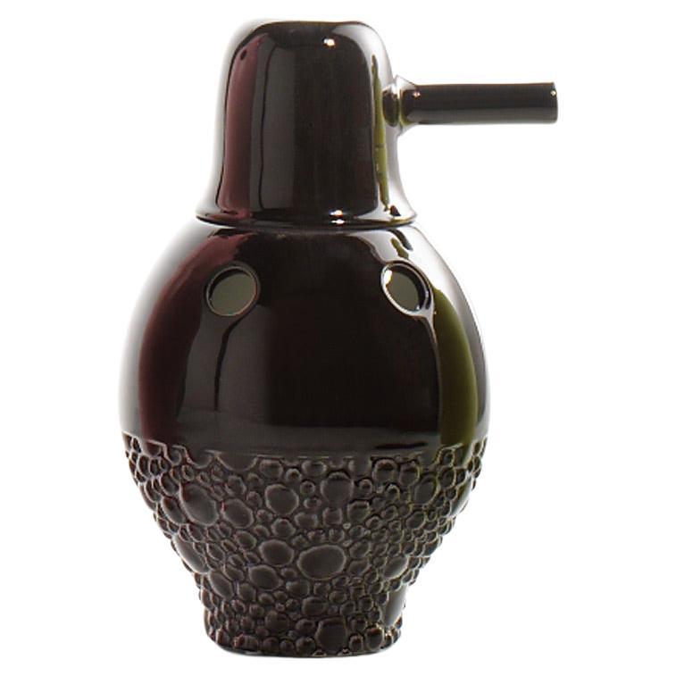 Nº 1 Zeitgenössische Vase aus glasierter Keramik, schwarz, Showtime Kollektion byJaime Hayon