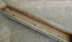 no 1 of 2 - rectangular 39" mid century fiber cement PLANTER willy guhl era