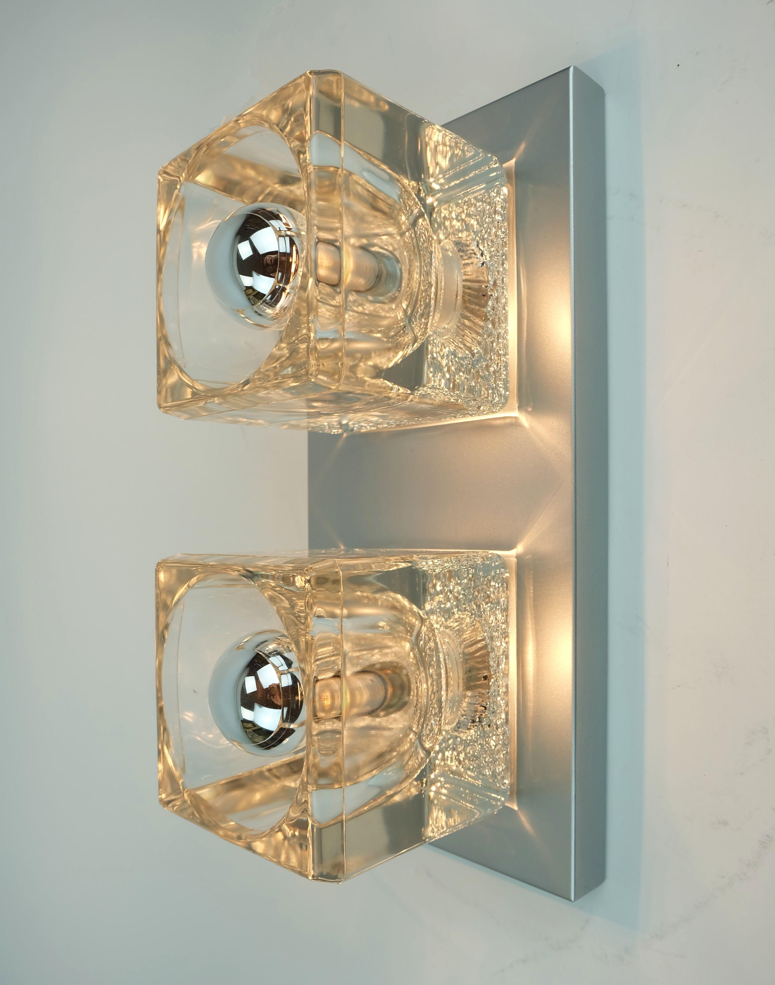 no. 1 di 2: SCONCE vintage di metà secolo di Peill & Putzler con 2 cubi di vetro anni '60/'70 in vendita 5