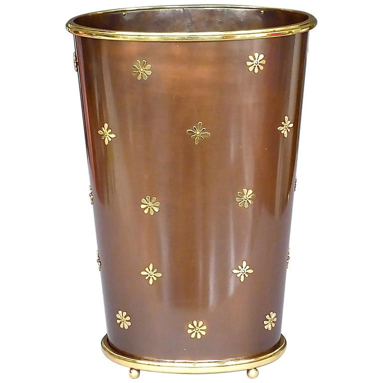 No. 1 Umbrella Stand Copper Brass Flowers by Vereinigte Werkstätten