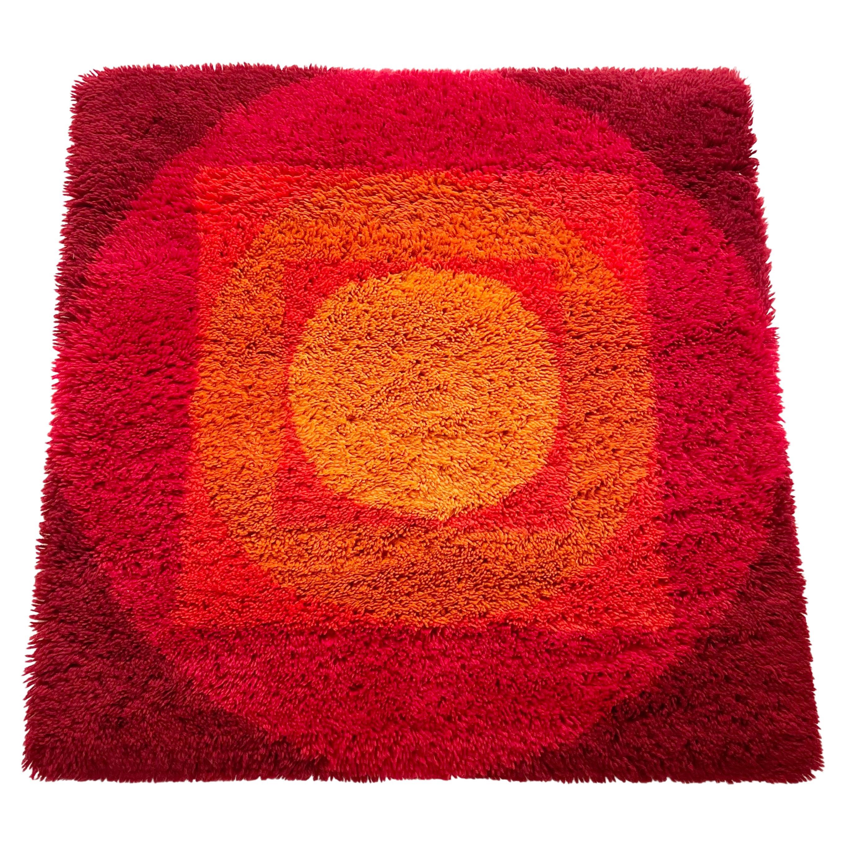 No 1 Varia Set 84x84cm Tapis mural par VERNER PANTON attrib pour Vorwerk Allemagne 1970