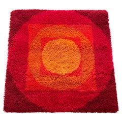 No 1 Varia Set 84x84cm Tapis mural par VERNER PANTON attrib pour Vorwerk Allemagne 1970