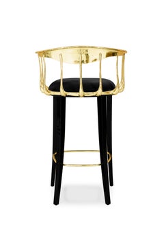 Nº11 Bar Stool - Hand-Crafted Solid Brass & Varnish Coat - Boca do Lobo