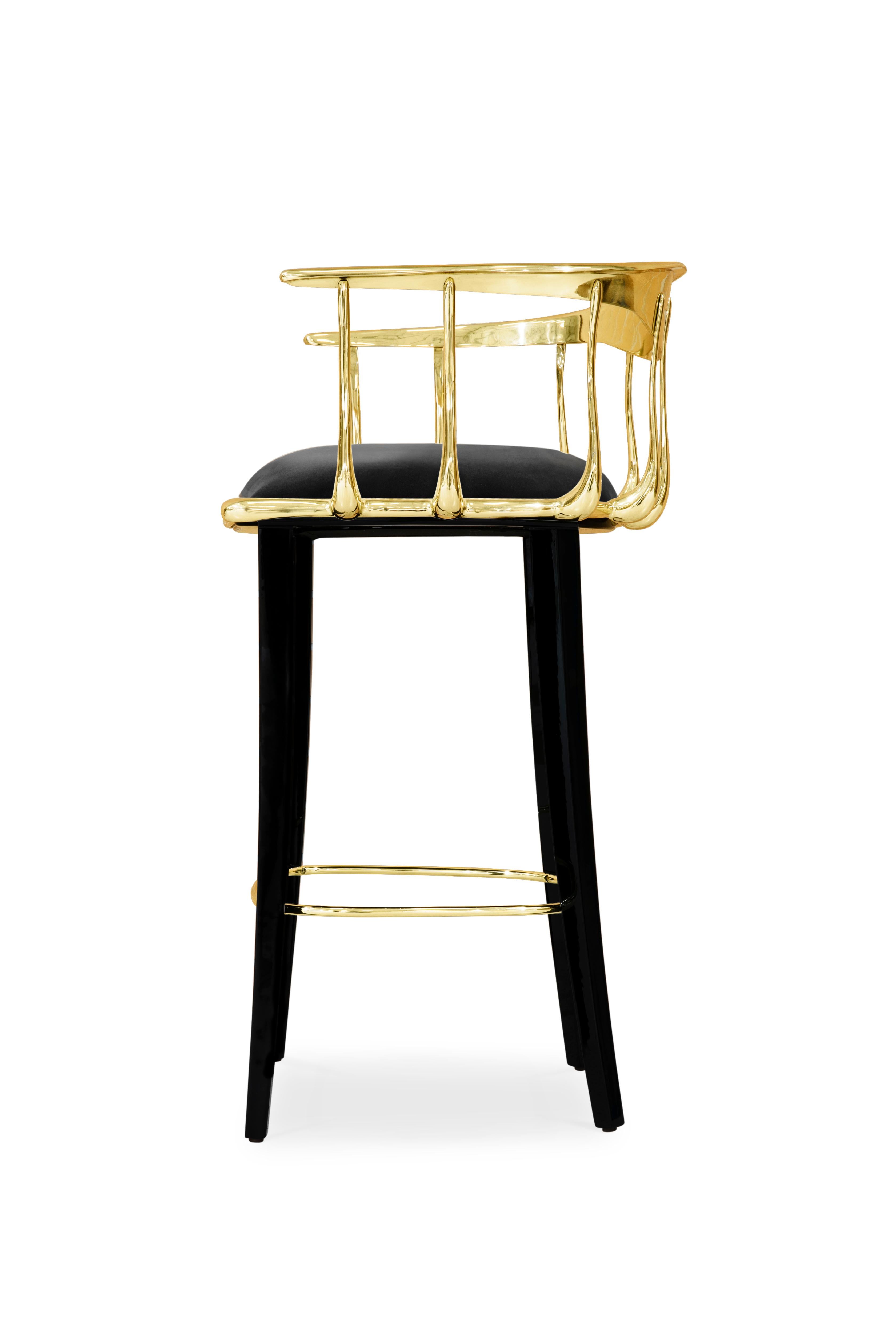 Nº11 Barhocker - Handgefertigt aus massivem Messing und lackiert - Boca Do Lobo (Portugiesisch) im Angebot