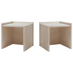 Nº 112 Travertine Side Table Set by Amee Allsop Custom: 26"W x 28"D x 24"H