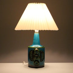 No. 1203/3 Ceramic Table Lamp by Danish Soholm, 1970s Pleated Shade Included