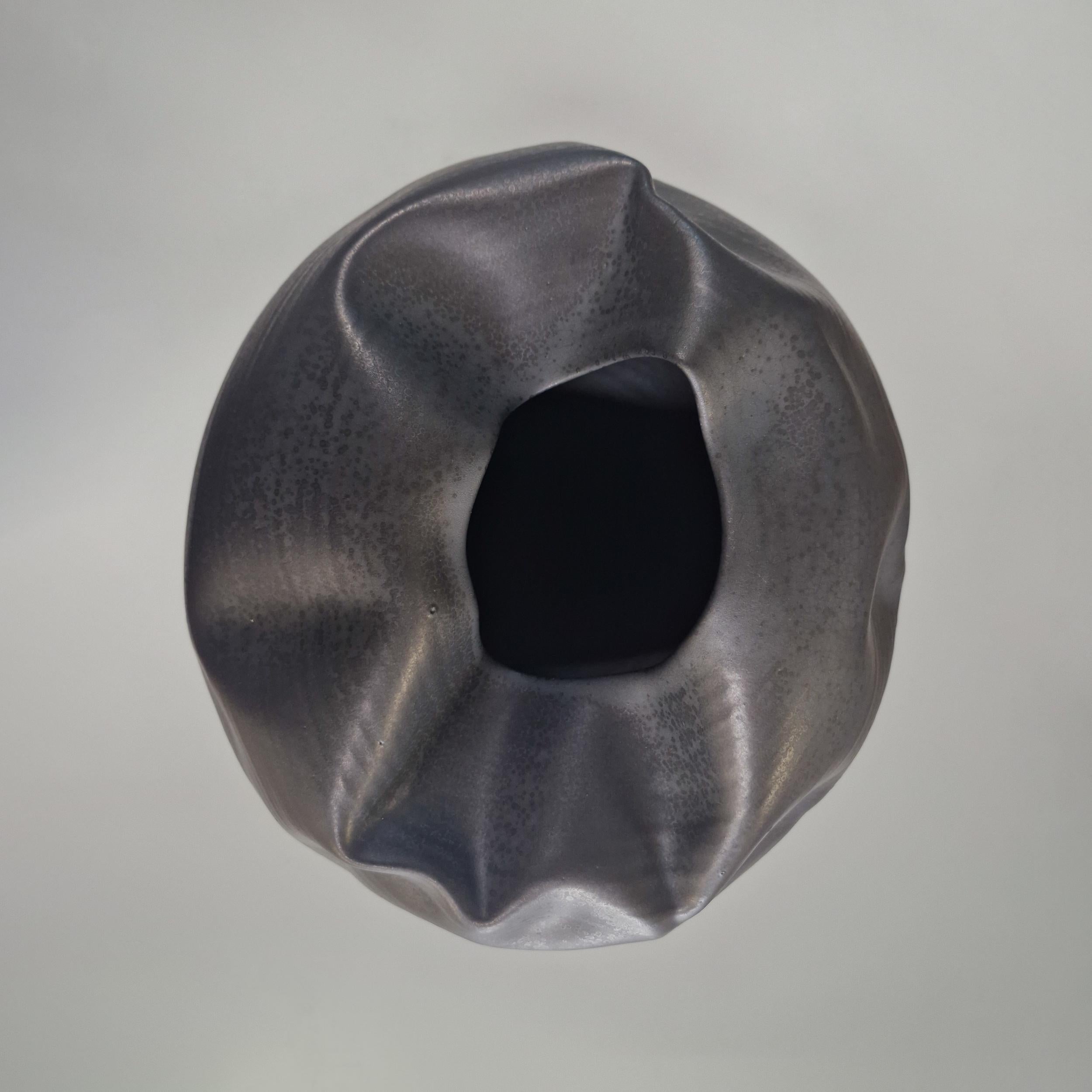 No. 155 Breathing In Enclosed Black Form, Unique Ceramic Sculpture Vessel For Sale 4