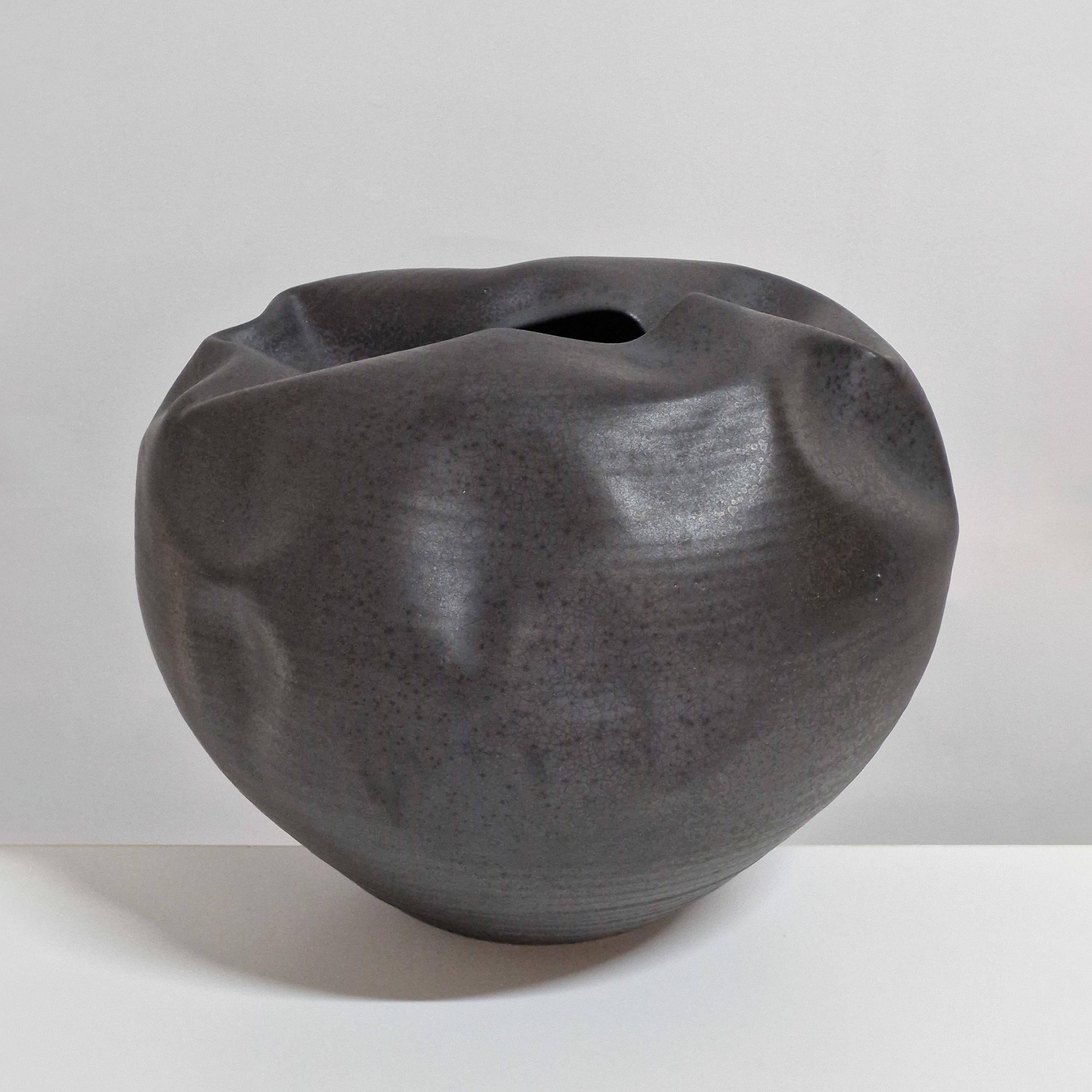 No. 155 Breathing In Enclosed Black Form, Unique Ceramic Sculpture Vessel In New Condition For Sale In London, London