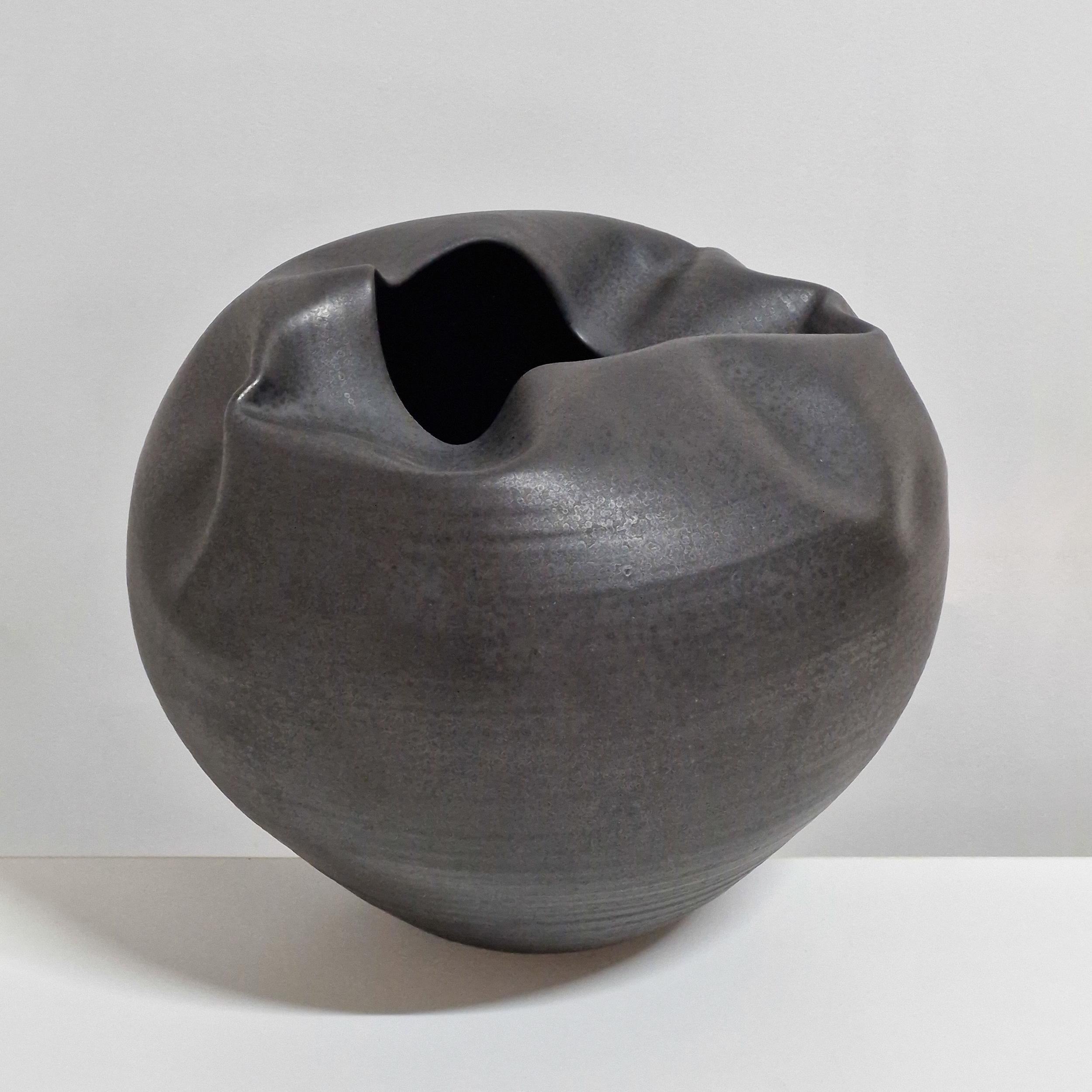 No. 155 Breathing In Enclosed Black Form, Unique Ceramic Sculpture Vessel For Sale 2