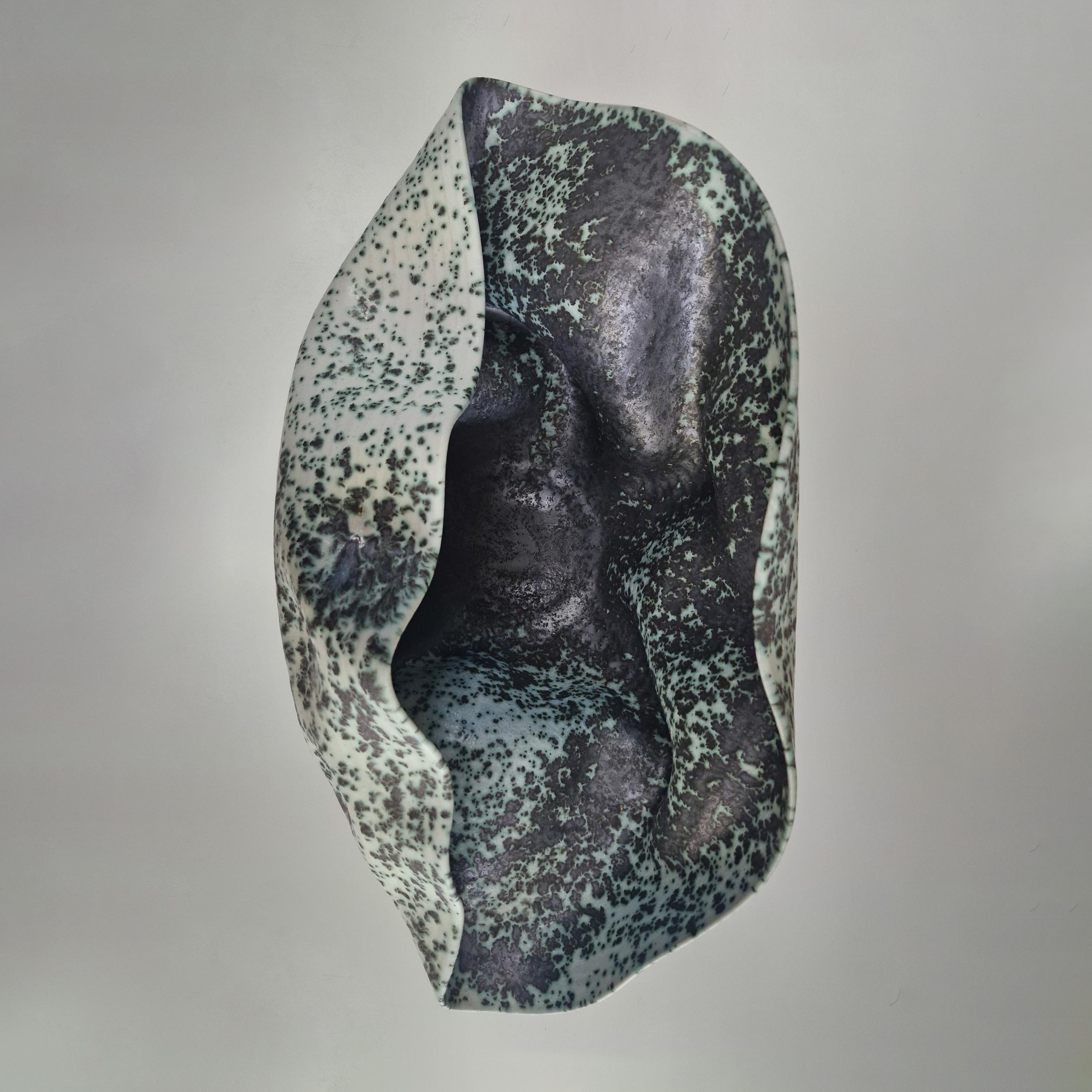 No. 159 Wide Undulating Form with a Speckled Glaze, Ceramic Sculpture Vessel For Sale 5