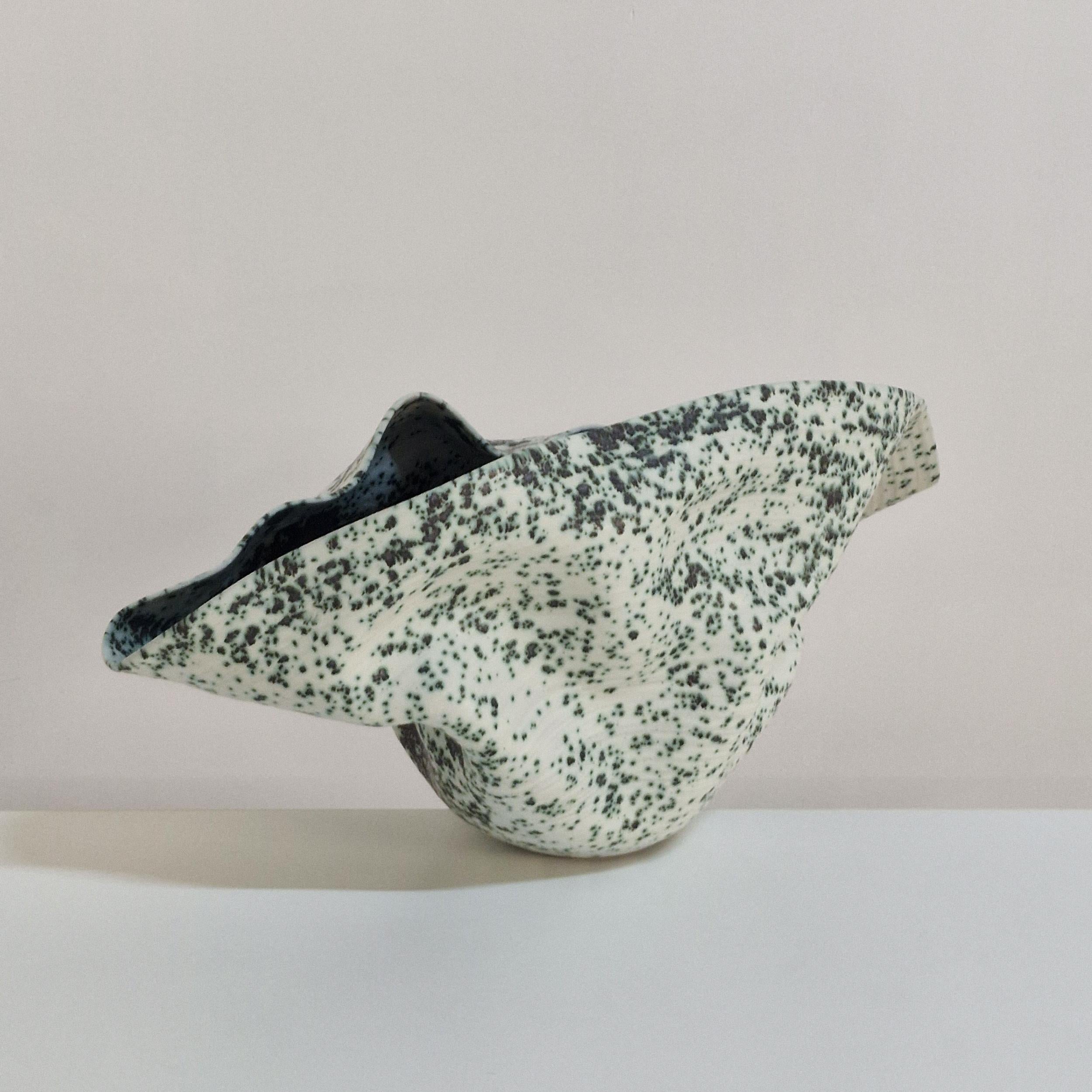 No. 159 Wide Undulating Form with a Speckled Glaze, Ceramic Sculpture Vessel In New Condition For Sale In London, London