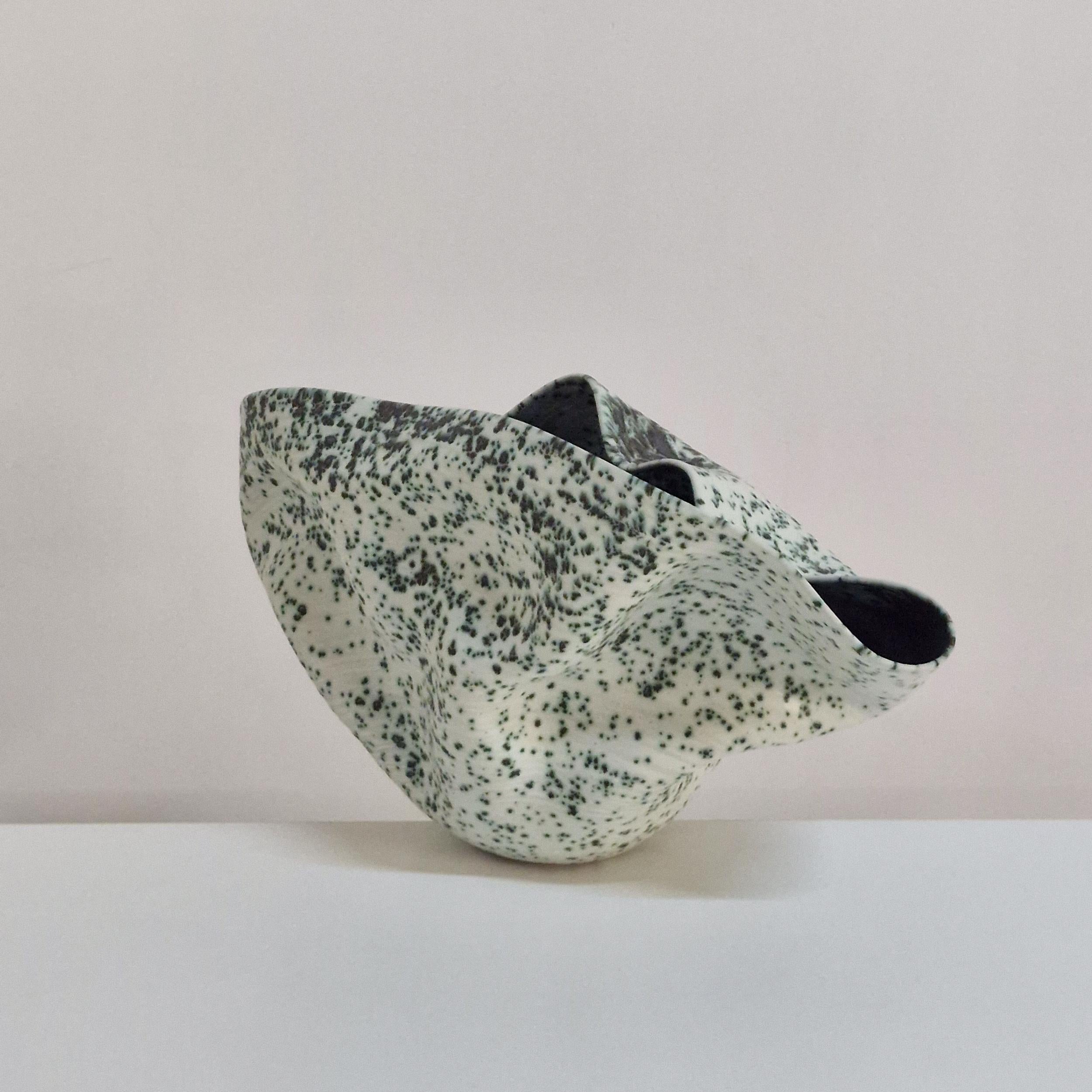 No. 159 Wide Undulating Form with a Speckled Glaze, Ceramic Sculpture Vessel For Sale 1