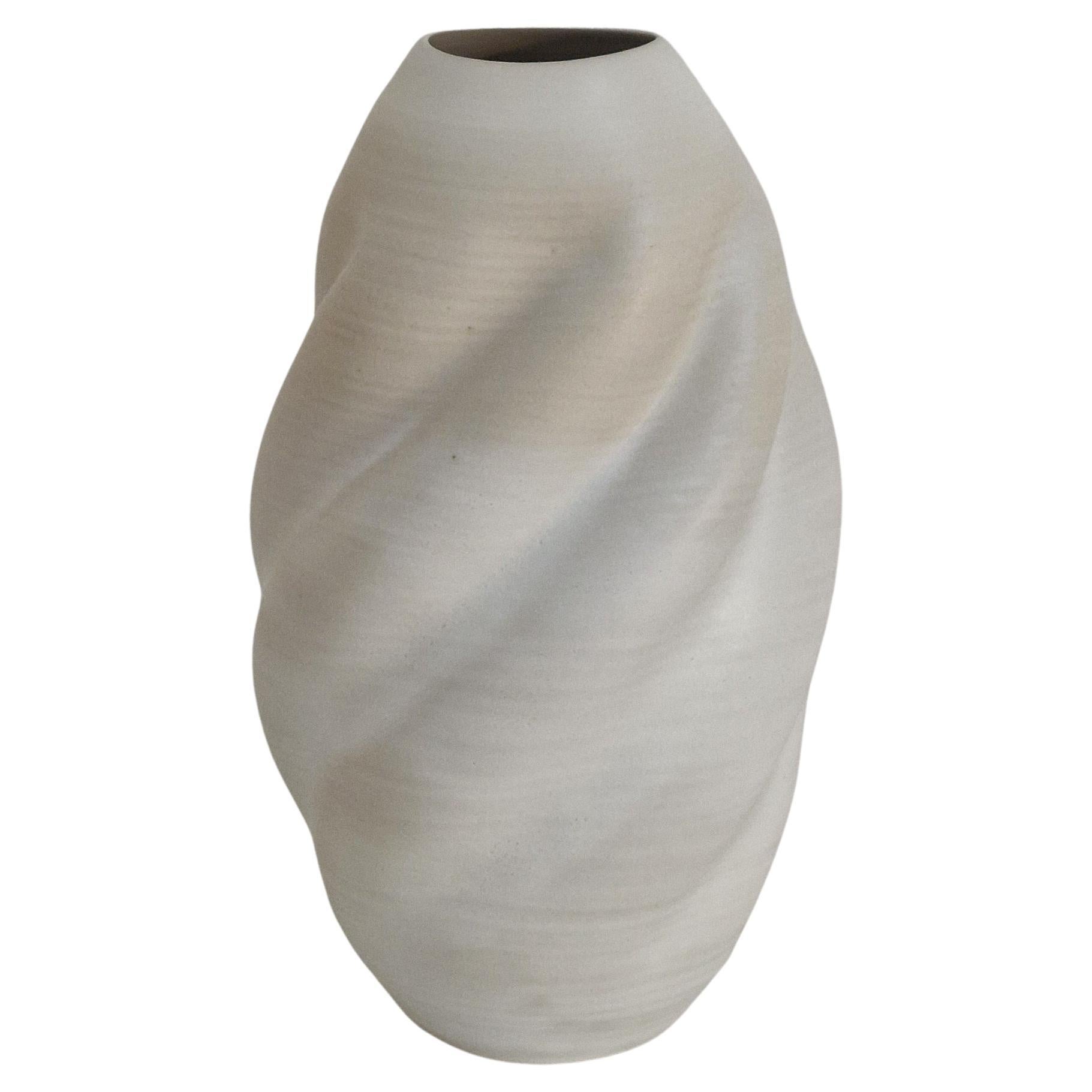 No. 162 Tall Wave White Form Vessel, Unique Ceramic Sculpture