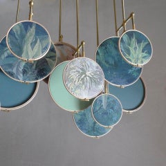No. 17 Set of 10 Circle blue/green/grey Pendant Lamps by Sander Bottinga