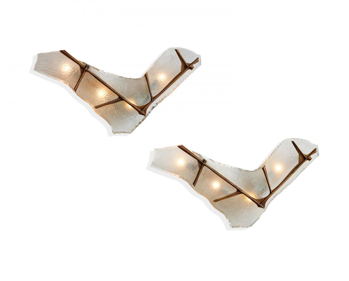 Etched No. 1844, Rare Pair of Sconces by Max Ingrand for Fontana Arte