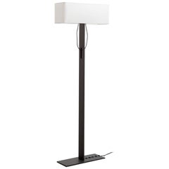 'No. 19 Classic' Floor Lamp, Structured Paint, White Shade, Leather Cord Details