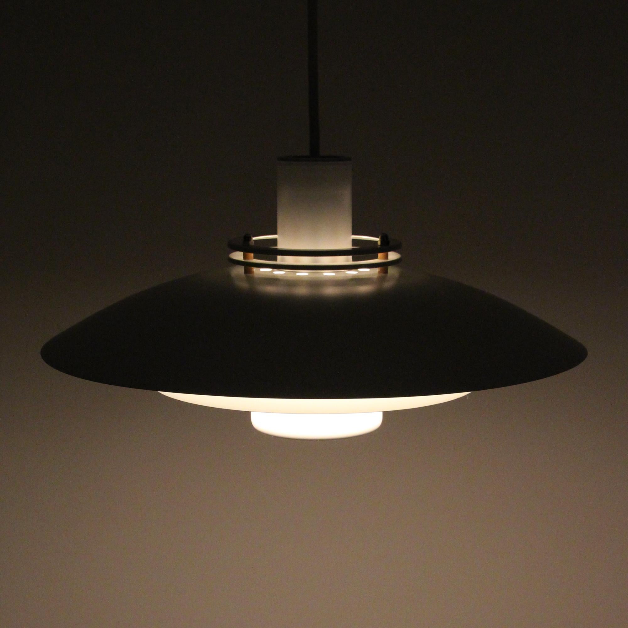 Metal No. 19151 White Lamp by Danish Form-Light, 1970s Minimalist Hanging Light