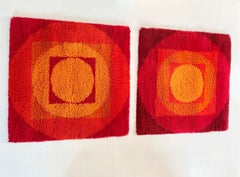 No 2 Varia Set 84x84cm Wall Rug by VERNER PANTON attrib for Vorwerk Germany 1970