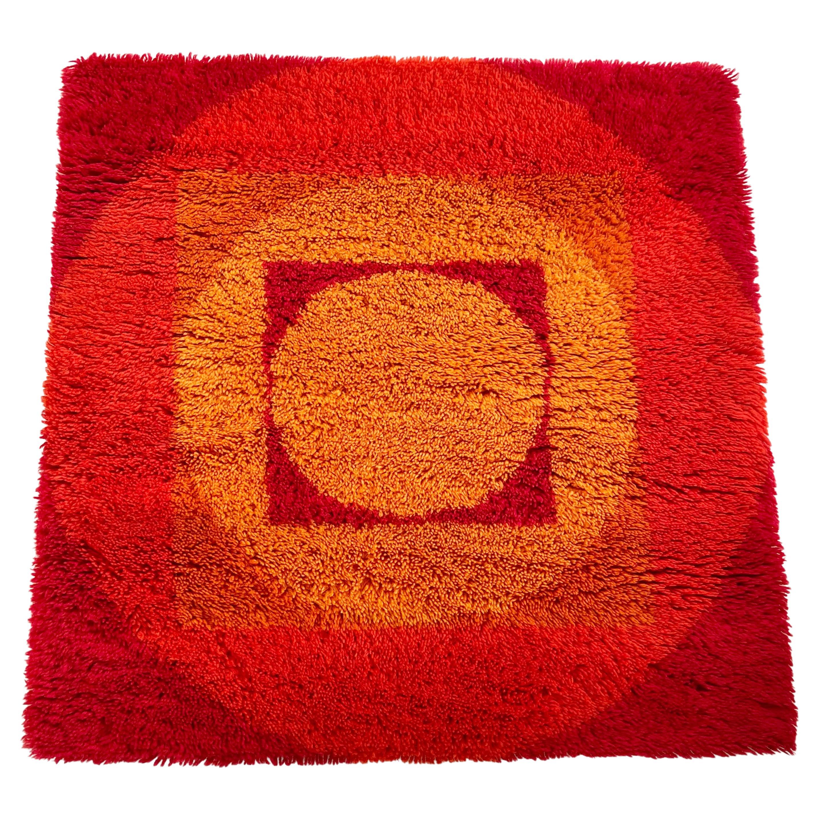 No 2 Varia Set 84x84cm Tapis mural par VERNER PANTON attrib pour Vorwerk Allemagne 1970 en vente