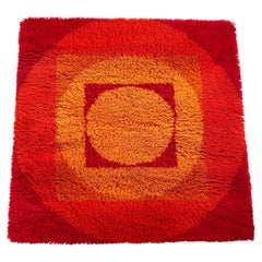 Vintage No 2 Varia Set 84x84cm Wall Rug by VERNER PANTON attrib for Vorwerk Germany 1970