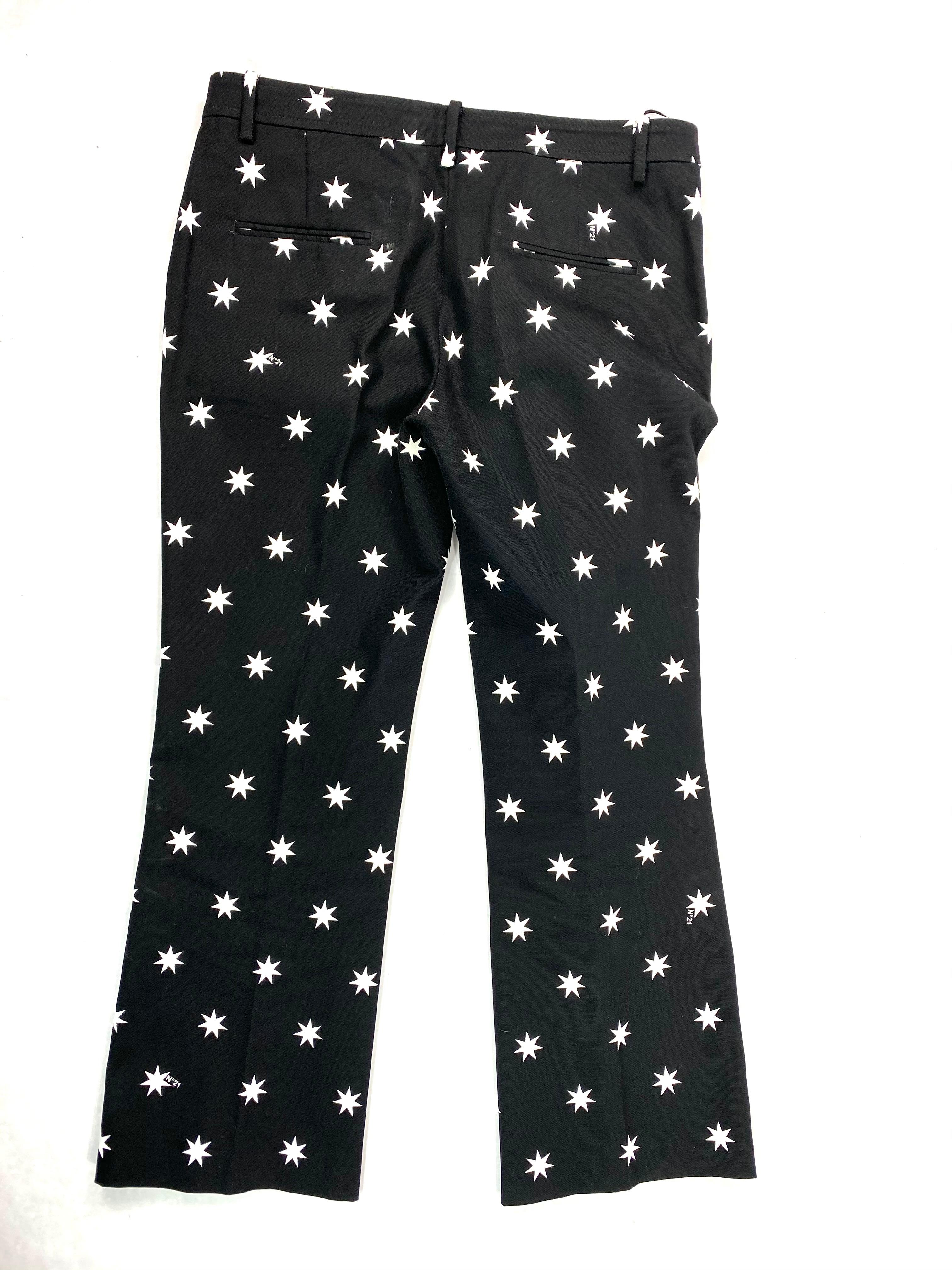 NO. 21 Black and White Cotton Star Pants, Size 44 In Excellent Condition For Sale In Beverly Hills, CA