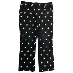 NO. 21 Black and White Cotton Star Pants, Size 44