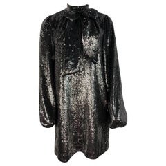 Mini robe grise à sequins avec nœud nœud n° 21, taille 42