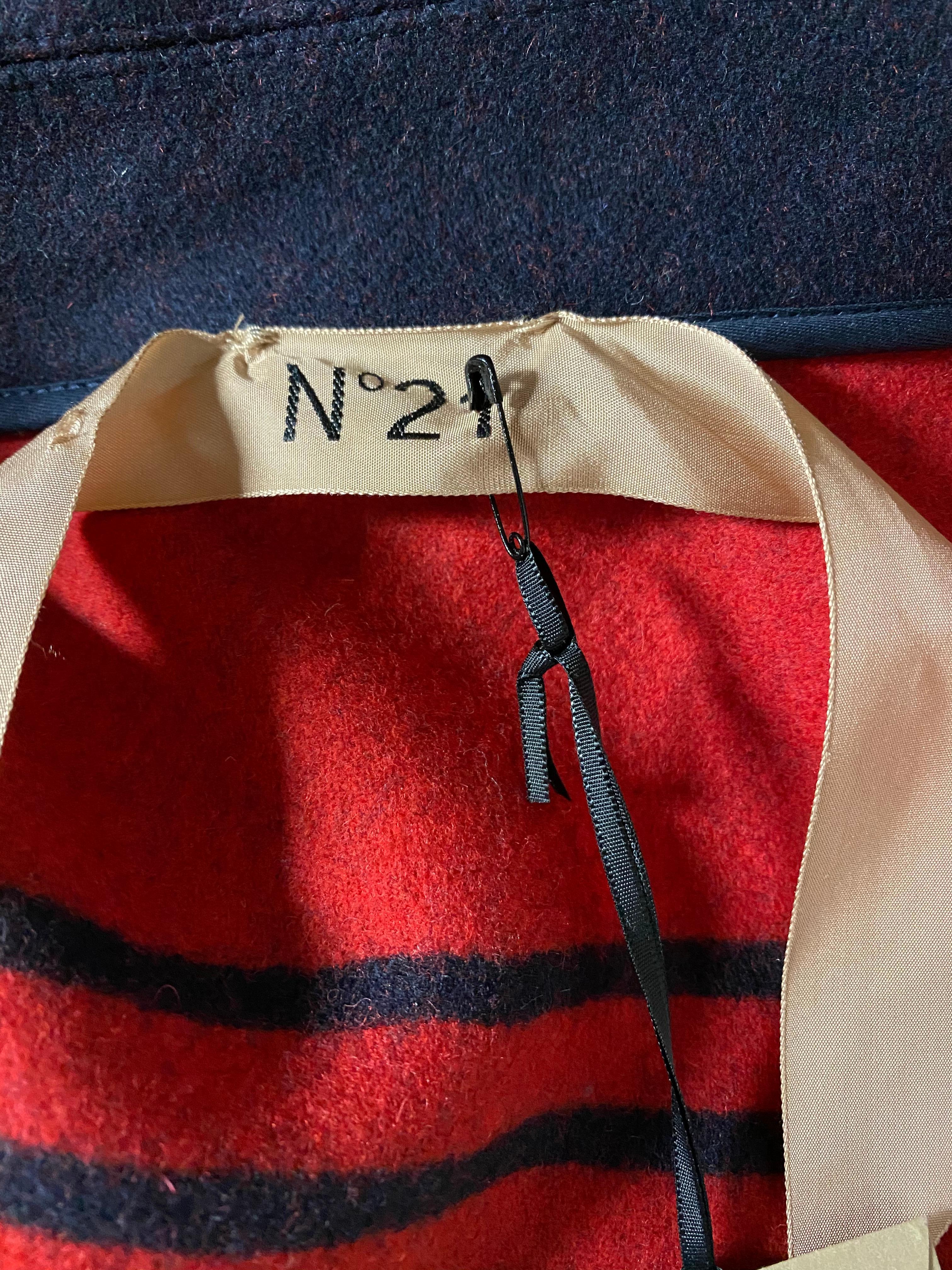 No. 21 Navy and Red Wool Shirt Jacket, Size 38 1