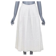 NO. 21 off 100% silk eyelet embroidered lace sideslit pleated midi skirt IT38 XS