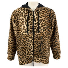 No. 21 Size L Brown Black Leopard Print Cotton Hooded Sweatshirt