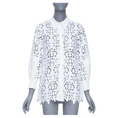 NO. 21 white floral embroidered anglais lace open back button-up shirt IT38 XS