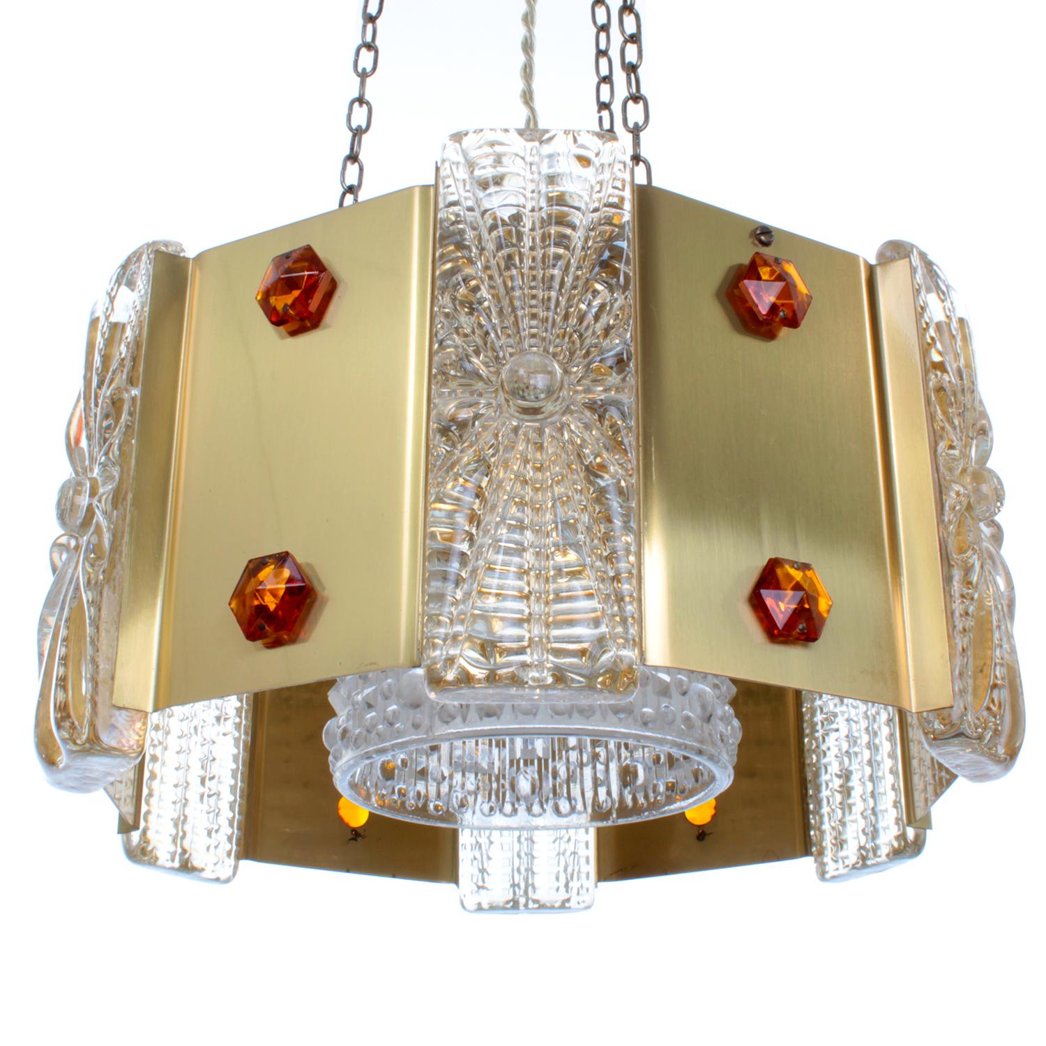 Hollywood Regency No. 25801 Prism Pendant by Vitrika, 1970s. Scandinavian Modern Crystal Light For Sale