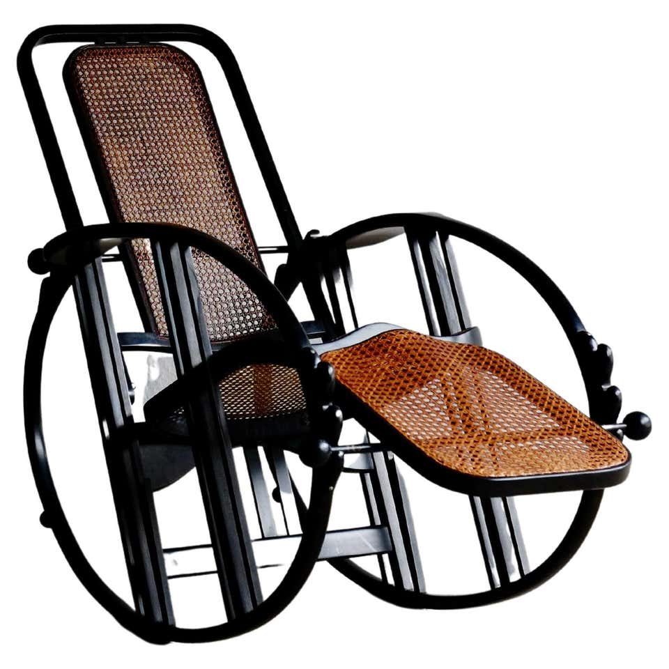 Restored Oversized Stick Rattan Rocking Chair in the Style of Franco ...